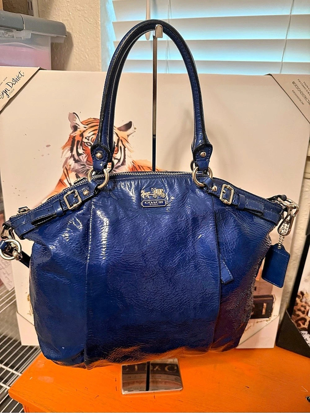 Coach Madison Blue Patent Leather Satchel VGUC